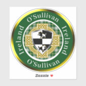 O'Sullivan Irish Shield/Celtic Cross Personalized Sticker (Vel)