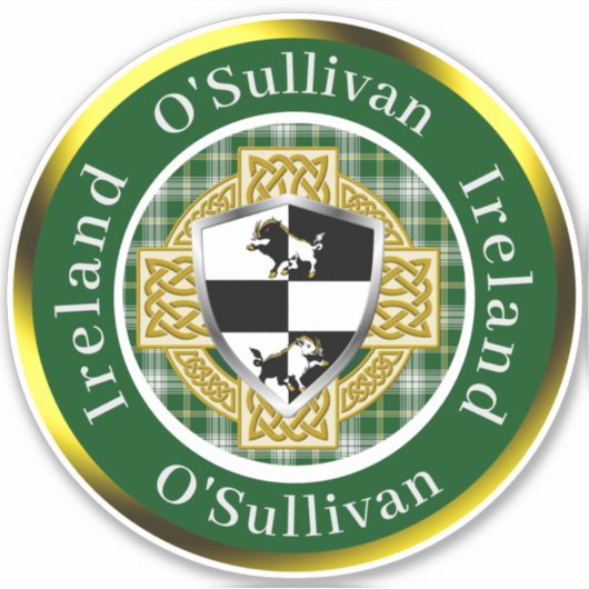 O'Sullivan Irish Shield/Celtic Cross Personalized Sticker (Voorkant)