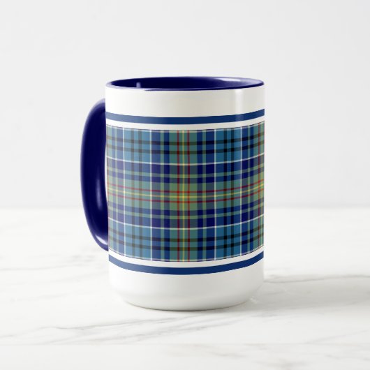 O'Sullivan Tartan Bright Blue Irish Pset Mok (Voorkant links)