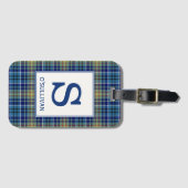 O'Sullivan Tartan Helder Blauw Plaid Patroon Bagagelabel (Voorkant (horizontaal))