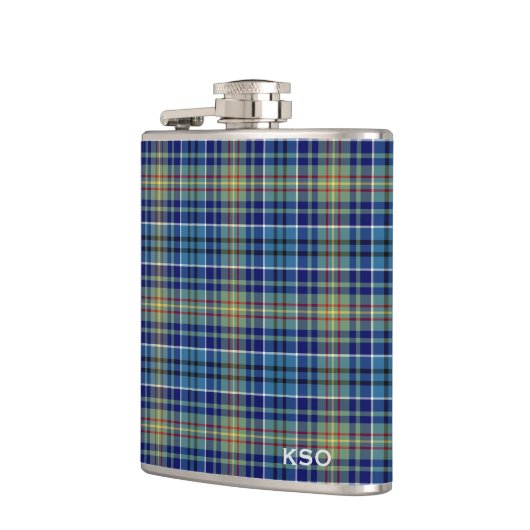 O'Sullivan Tartan Monogram Blauw en Groen Plaid Heupfles (Links)