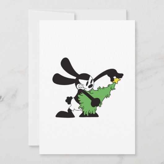 Oswald de gelukkige konijn kerstboom feestdagenkaart (Voorkant)