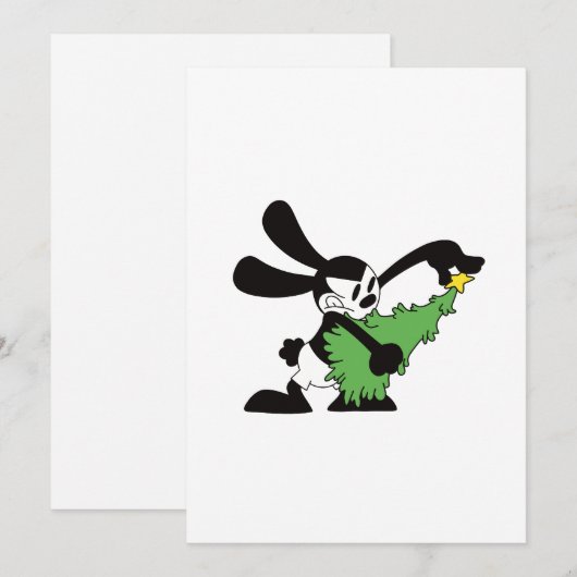 Oswald de gelukkige konijn kerstboom feestdagenkaart (Voorkant / Achterkant)