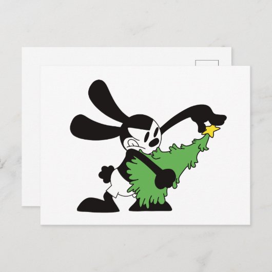 Oswald de gelukkige konijn kerstboom feestdagenkaart (Voorkant / Achterkant)