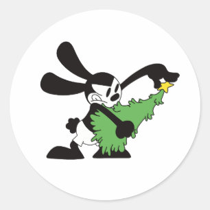 Oswald de gelukkige konijn kerstboom ronde sticker