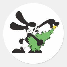 Oswald de gelukkige konijn kerstboom ronde sticker