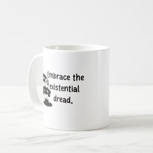 Oswald heeft gevreesd: existentiële crisis koffiemok (Voorkant links)