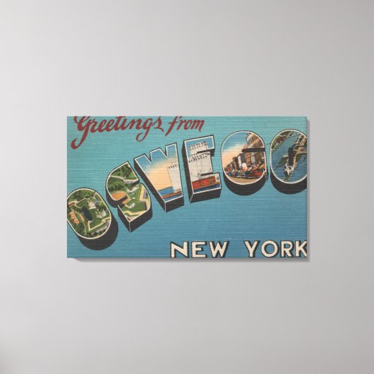Oswego, New York - grote letterscènes Canvas Afdruk (Voorkant)
