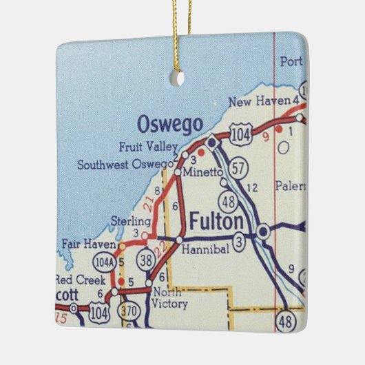 Oswego NY  kaart Keramisch Ornament (Links)