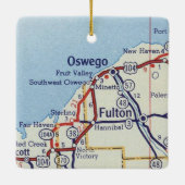Oswego NY  kaart Keramisch Ornament (Achterkant)