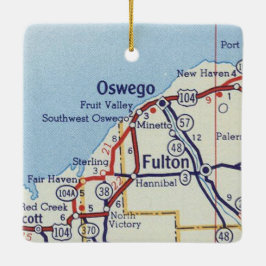 Oswego NY  kaart Keramisch Ornament