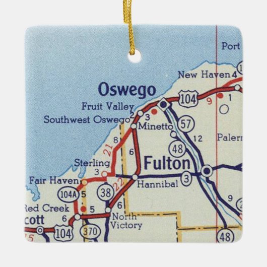 Oswego NY  kaart Keramisch Ornament (Voorkant)