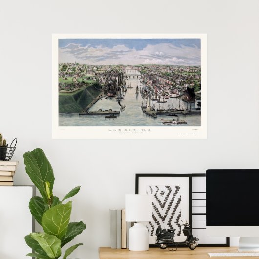 Oswego, NY Panoramic Map - 1855 Poster (Thuiskantoor)