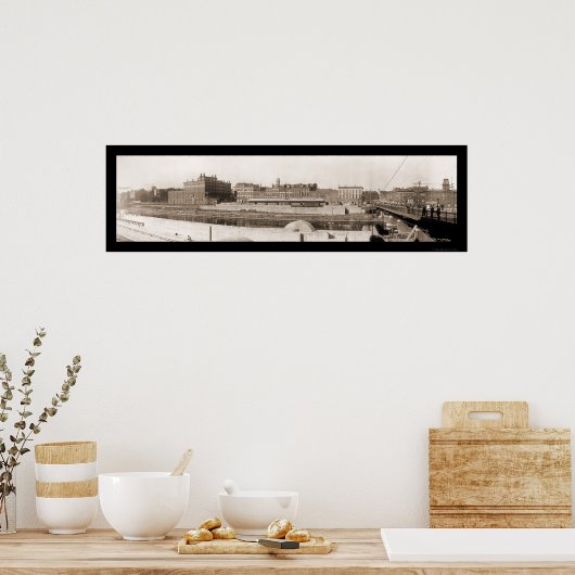 Oswego NY Riverfront Foto 1909 Poster (Keuken)
