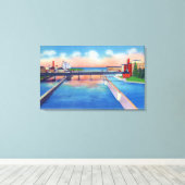 Oswego Uitzicht Canal Locks & Harbour Canvas Afdruk (Insitu (Houten vloer))