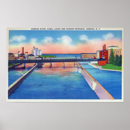 Oswego Uitzicht Canal Locks & Harbour Poster (Voorkant)