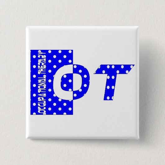 OT blauw en wit Vierkante Button 5,1 Cm (Voorkant)