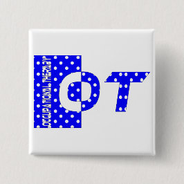 OT blauw en wit Vierkante Button 5,1 Cm