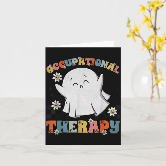 Ot Occupational Therapy Halloween Retro Ghost Ot H Kaart (Gele Bloem)