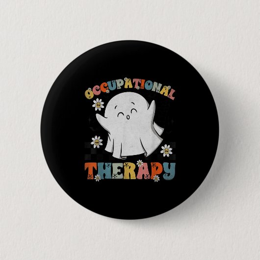 Ot Occupational Therapy Halloween Retro Ghost Ot H Ronde Button 5,7 Cm (Voorkant)