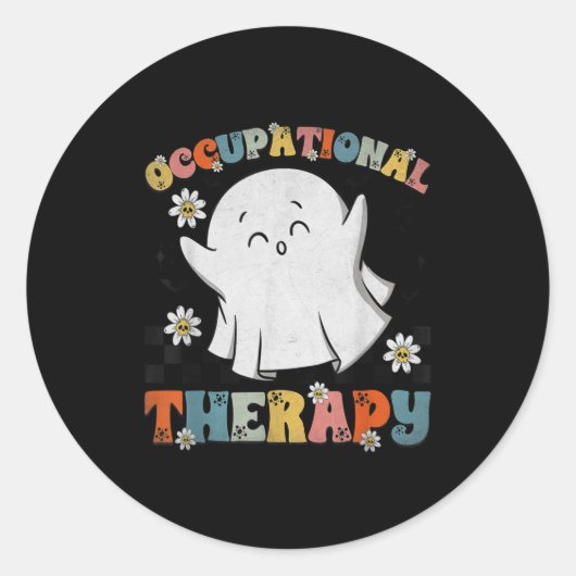Ot Occupational Therapy Halloween Retro Ghost Ot H Ronde Sticker (Voorkant)