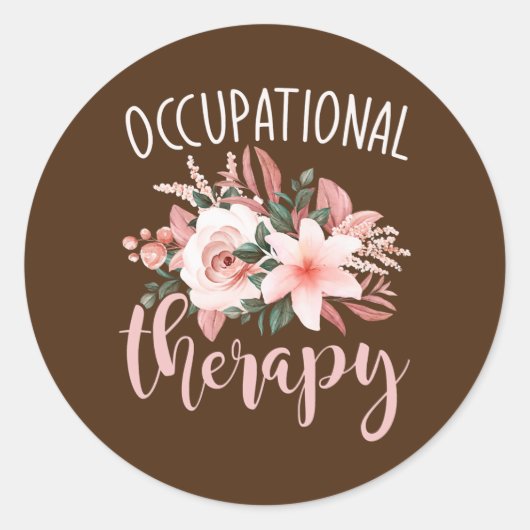 OT oefent OTA Therapist Floral Occupational uit Ronde Sticker (Voorkant)