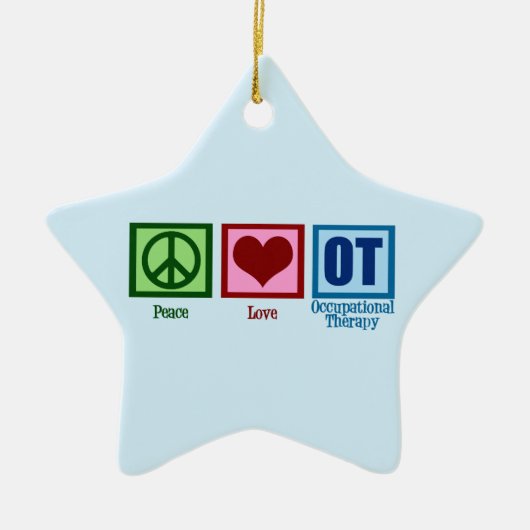 OT: Peace Love Occupational Therapy Blue Star Keramisch Ornament (Voorkant)
