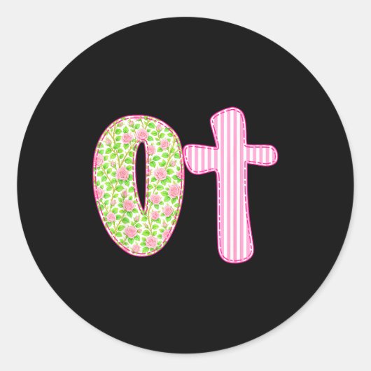 Ot Preppy Occupational Therapy, Boho Cota Girly Co Ronde Sticker (Voorkant)