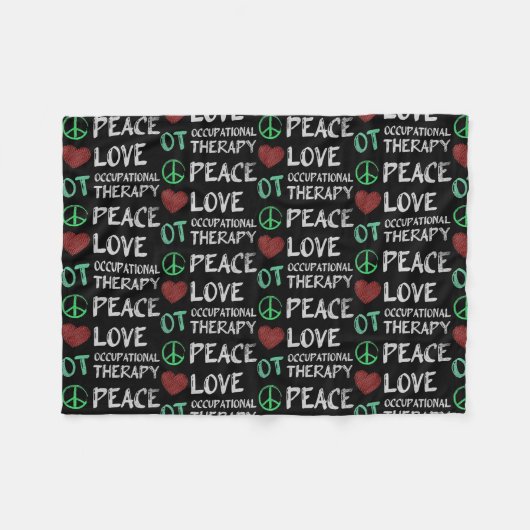 OTA Peace Love Occupational Therapist Fleece Deken (Voorkant (Horizontaal))