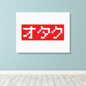 OTAKU 8-bits Pixel Japanse Katakana BLOCK Canvas Afdruk (Insitu (Houten vloer))