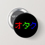 OTAKU 8-bits Pixel Japanse Katakana Ronde Button 5,7 Cm (Voorkant /achterkant)