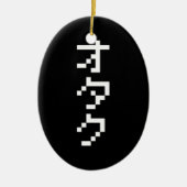 OTAKU 8-bits pixels Japanse Katakana Verticaal Keramisch Ornament (Voorkant)