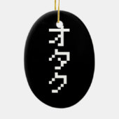 OTAKU 8-bits pixels Japanse Katakana Verticaal Keramisch Ornament (Achterkant)