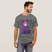 Otaku 90s verkuilt Anime Girl met Fox Ears Japan C T-shirt (Voorkant volledig)