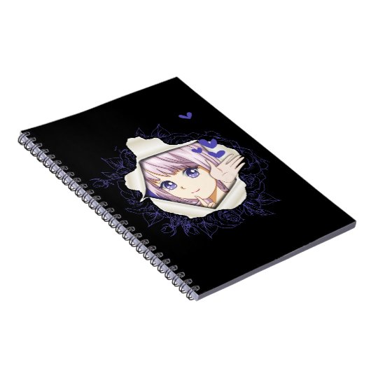 Otaku Anime Girl Kawaii Hearts Love Cute Manga Notitieboek (Rechterzijde)