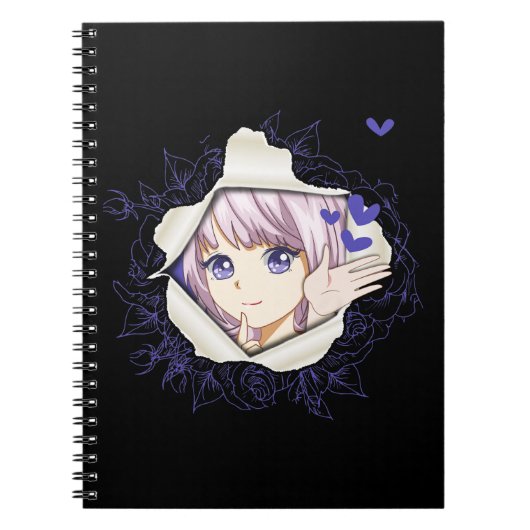 Otaku Anime Girl Kawaii Hearts Love Cute Manga Notitieboek (Voorkant)