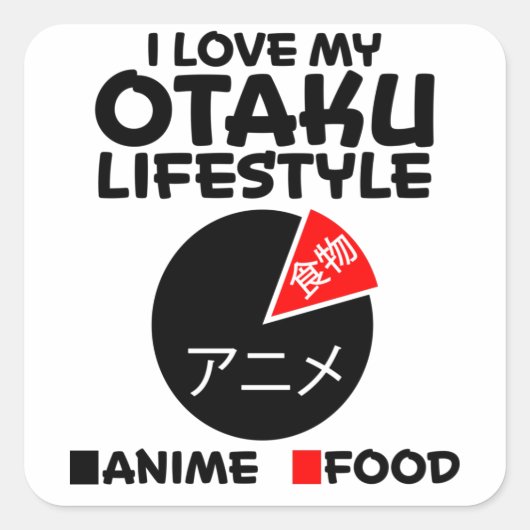 Otaku Anime Girl Manga Cosplay Ramen Japans Gift Vierkante Sticker (Voorkant)