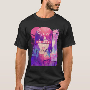 Otaku Anime Meisje Vaporwave Esthetisch Sad Anime T-shirt