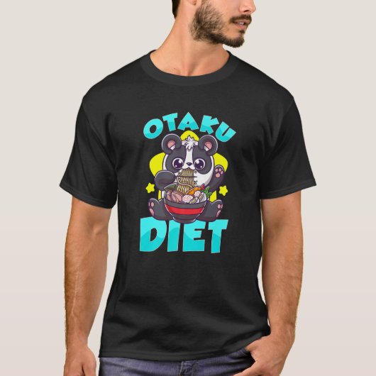 Otaku Diet Cute Kawaii Anime Panda Eating Ramen T-shirt (Voorkant)