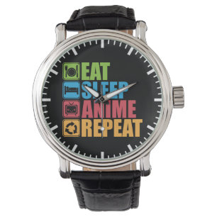 Otaku - Eat, Sleep, Anime, Herhaal - Manga, Funny Horloge
