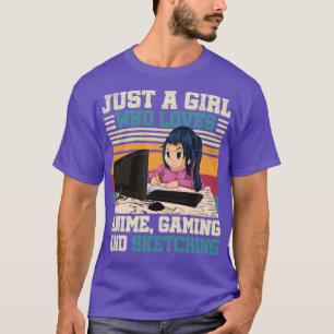 Otaku Gamer Girl Sketching Manga Anime T-shirt
