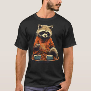 Otaku Raccoon Eet Japans eten Ramen Noodles T-shirt