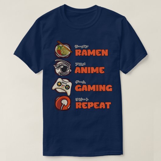 Otaku Ramen Anime Gaming Herhaal Gamer Video Games T-shirt (Design voorkant)