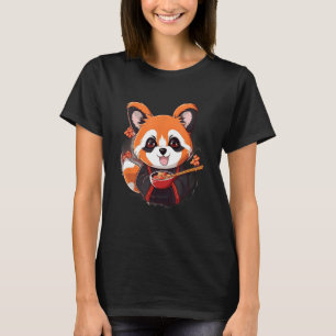 Otaku Red Panda Eat Ramen Noodles Cherry Blossom T-shirt