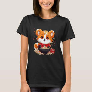 Otaku Red Panda Eat Ramen Noodles Cherry Blossom T-shirt
