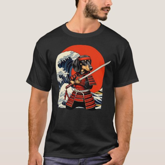 Otaku Weiner Dachshund Dog Samurai T-shirt (Voorkant)