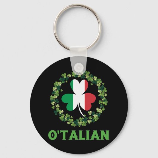 O'talian Italy Irish Saint Patricks Day Shamrock Sleutelhanger (Voorkant)