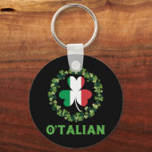 O'talian Italy Irish Saint Patricks Day Shamrock Sleutelhanger (Voorkant)