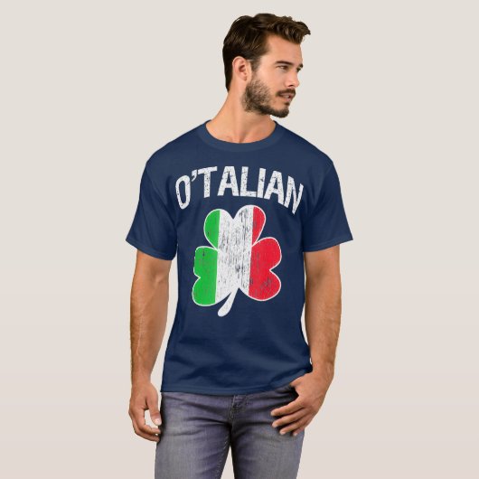 OTalian Italy Shamrock Flag Italy Pride Irish T-shirt (Voorkant volledig)