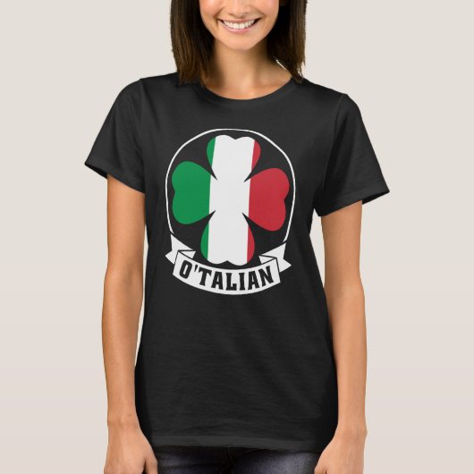 O'Talian Saint Patrick met Ierse & Italiaanse vlag T-shirt (Voorkant)